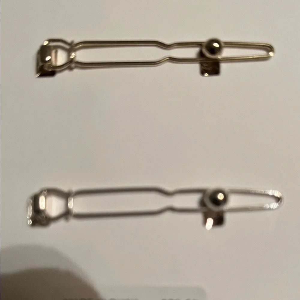 J. Crew Gold/Silver Set of Two Metal Oval Hair Clips/NWT - Picture 7 of 10